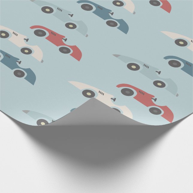 Retro Race Car Pattern Wrapping Paper (Corner)