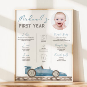 Retro Race Car Photo Milestone Sign