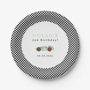 Retro Race Car Theme Birthday Paper Plate