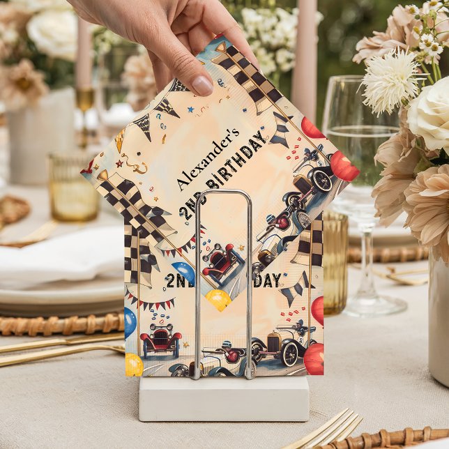 Retro Race Track Two Fast Birthday Napkin (Creator Uploaded)