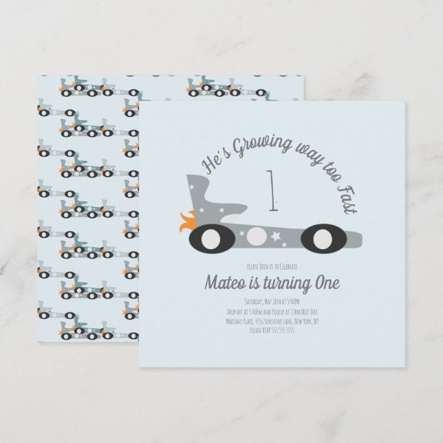 Retro Racing Cars Moon Stars First Birthday   (Front/Back)