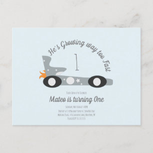Retro Racing Cars Moon Stars First Birthday  Postcard