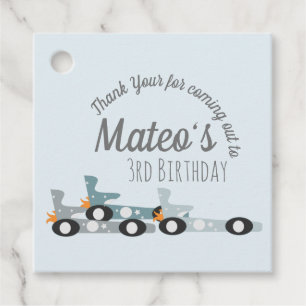 Retro Racing Cars Moon Stars  Third Birthday     Favour Tags