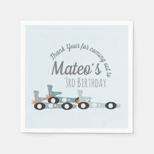 Retro Racing Cars Moon Stars  Third Birthday     Napkin
