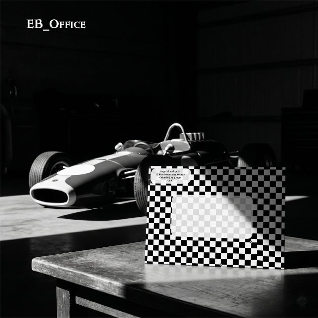 Retro Racing Chic: Chequerboard Pattern Stationery Envelope (Love the envelope, but looking for a different hue? Visit EB_Office to explore our full collection.)