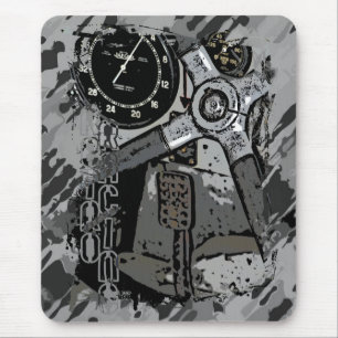 Retro Racing - grey splatter Mouse Mat