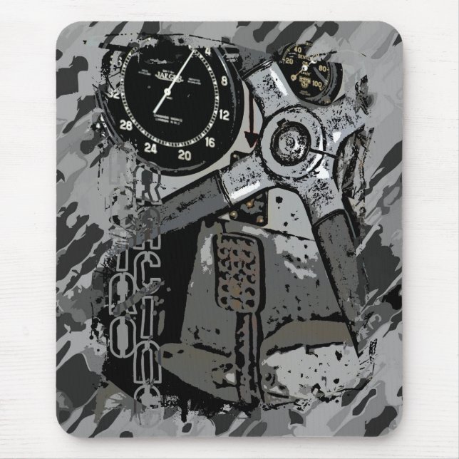 Retro Racing - grey splatter Mouse Mat (Front)