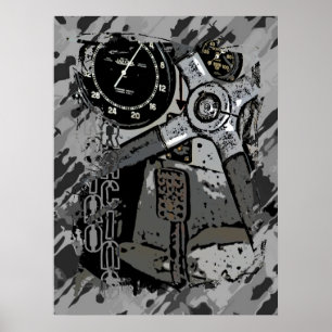 Retro Racing - grey splatter Poster