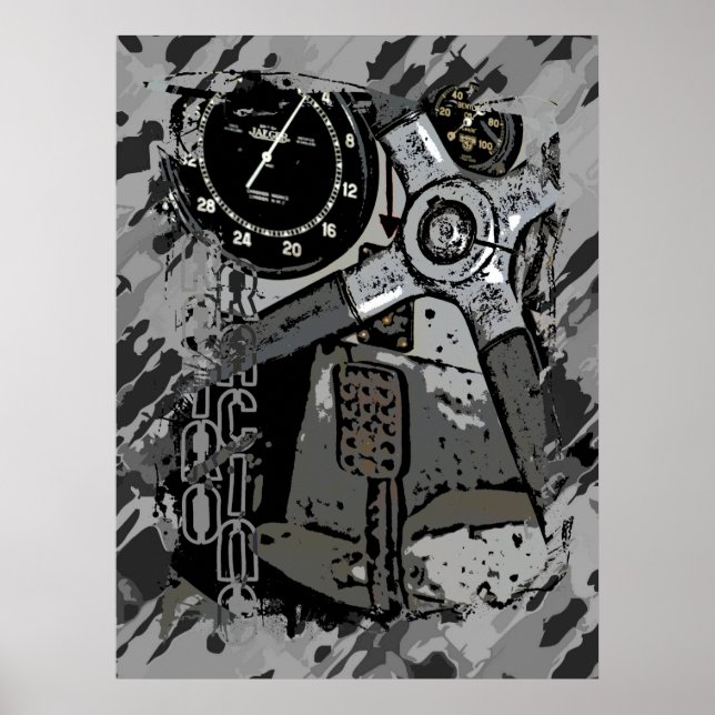 Retro Racing - grey splatter Poster (Front)