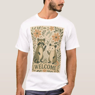 Retro Racoon and Opossum Welcome Vintage Style T-Shirt