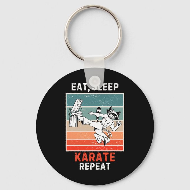 Retro Racoon Eat  Key Ring (Front)