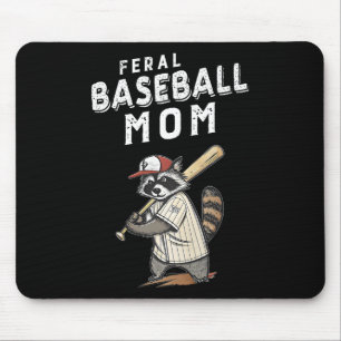 Retro Racoon Feral Baseball Mum Trash Panda Sport Mouse Mat