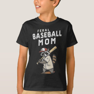 Retro Racoon Feral Baseball Mum Trash Panda Sport T-Shirt