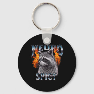 Retro Racoon Neuro Spicy Neurotypical Neurodivers Key Ring