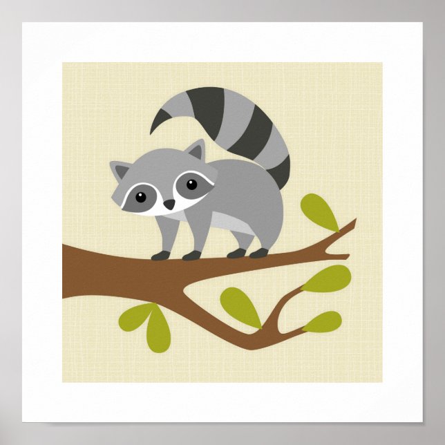 Retro Racoon Poster Print (Front)