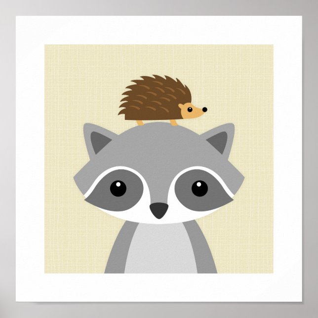 Retro Racoon Poster Print (Front)