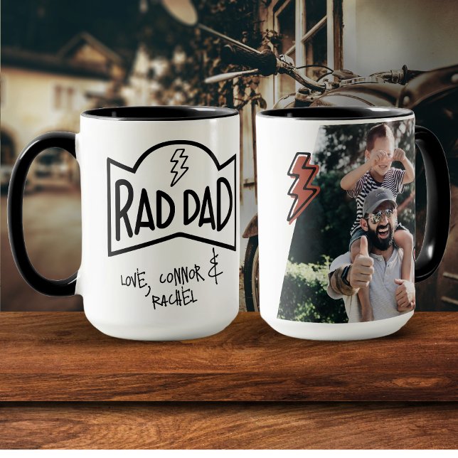 Retro Rad Dad Gift From Kids Photo Trendy Stylish Mug (Creator Uploaded)