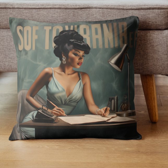 Retro Radiance Black Woman Vintage Glamour Cushion (Creator Uploaded)