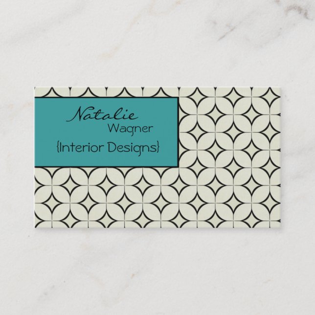 Retro Radiance Business Card, Turquoise Card (Front)