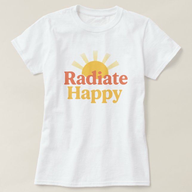 Retro Radiate Happy Sunshine Typography T-Shirt (Design Front)