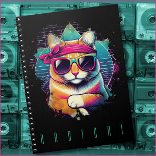 Retro Radical Cat with Bandanna and Sunglasses Notebook