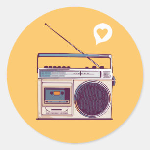 Retro Radio Boombox Classic Round Sticker