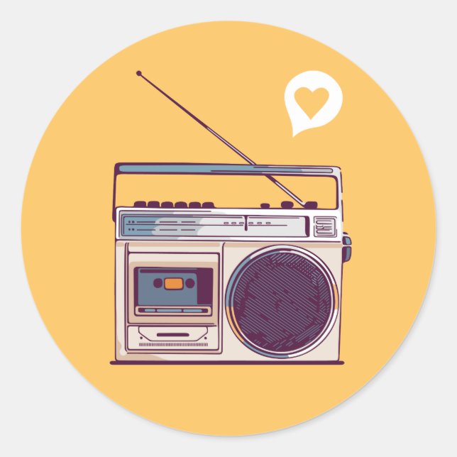Retro Radio Boombox Classic Round Sticker (Front)