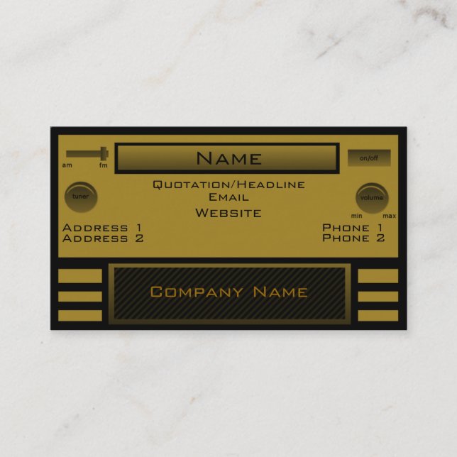 Retro Radio Business Card, Gold Business Card (Front)