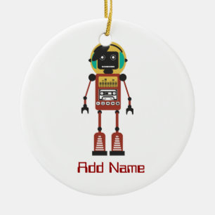 Retro Radio Robot Ceramic Tree Decoration