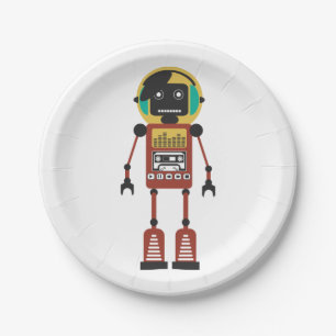 Retro Radio Robot Paper Plate