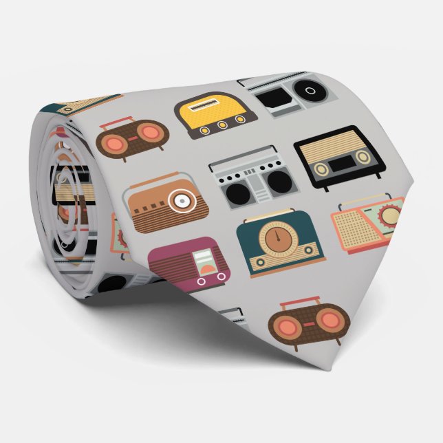 retro radios elegant vintage hipster style tie (Rolled)