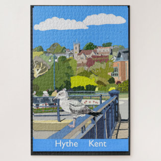 Retro Railway Style Poster of Hythe Kent England Jigsaw Puzzle