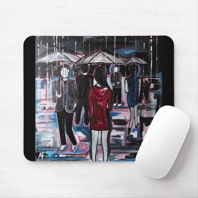 Retro Rain Painting by Alfred Fox Mouse Mat (With Mouse)
