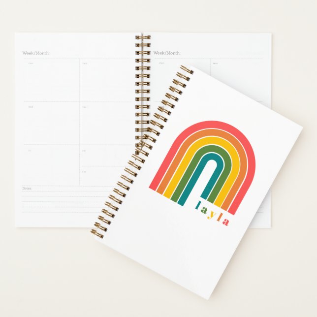 Retro Rainbow 5 Letter Name Personalised Planner (Display)