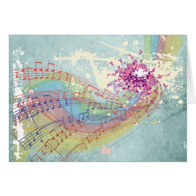 Retro Rainbow and Music Notes on a Shabby Texture (Front Horizontal)