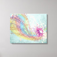 Retro Rainbow and Music Notes on a Shabby Texture