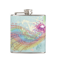 Retro Rainbow and Music Notes on a Shabby Texture