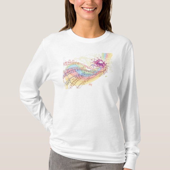 Retro Rainbow and Music Notes T-Shirt (Front)