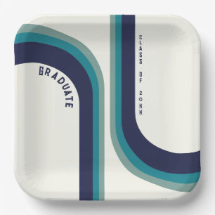 Retro Rainbow Arch Graduation Party  Paper Plate