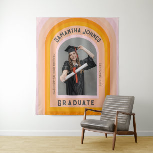 Retro Rainbow Arch Photo Graduation Backdrops Tapestry