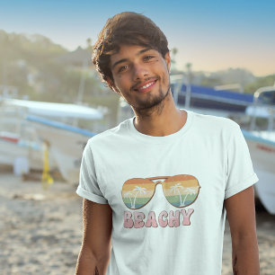 Retro Rainbow Beachy Sunglasses with Palm Trees T-Shirt