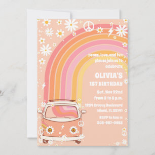 Retro Rainbow Birthday Invitation