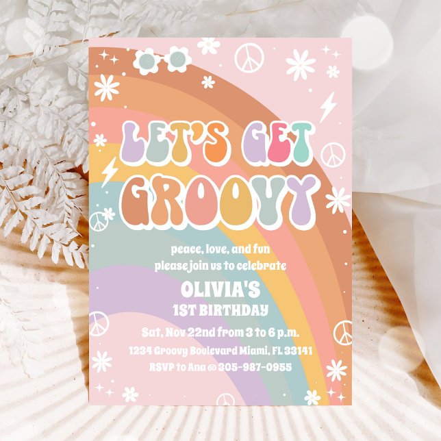 Retro Rainbow Birthday Invitation (Creator Uploaded)