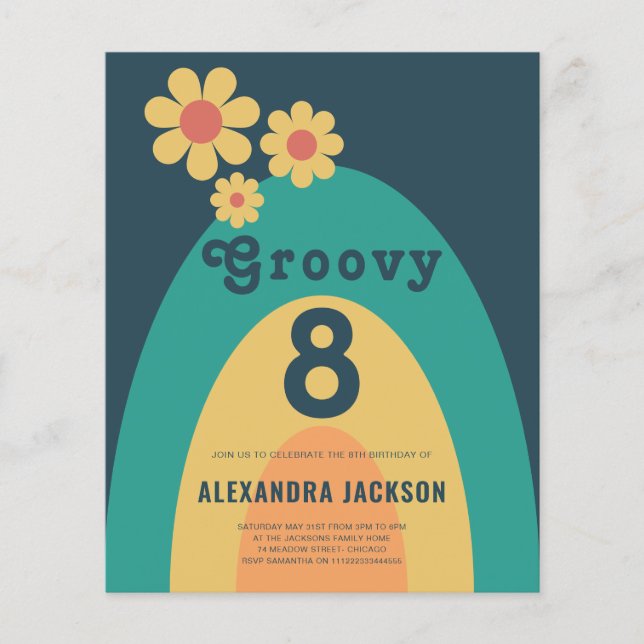 Retro Rainbow Birthday Party Flyer (Front)