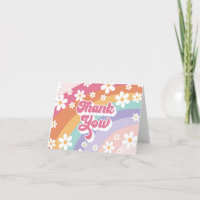 Retro Rainbow Birthday Thank You