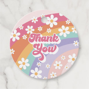 Retro Rainbow Birthday Thank You Favour Tags