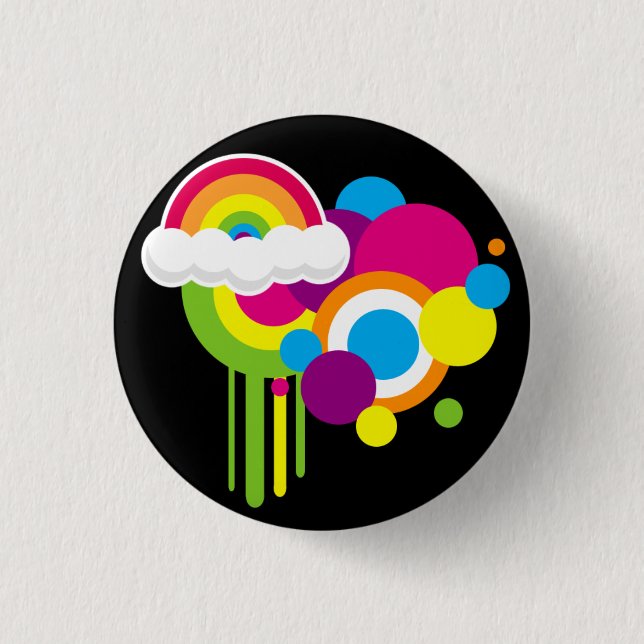 Retro Rainbow Button (Black) (Front)