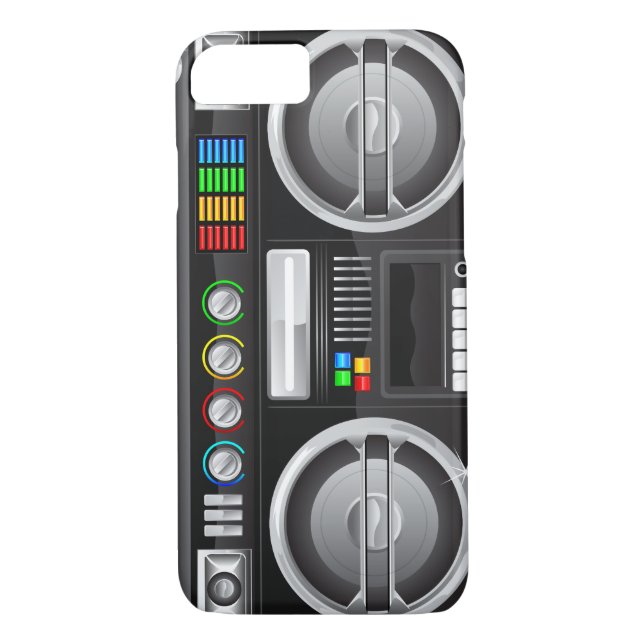 retro rainbow buttons boombox ghetto master Case-Mate iPhone case (Back)