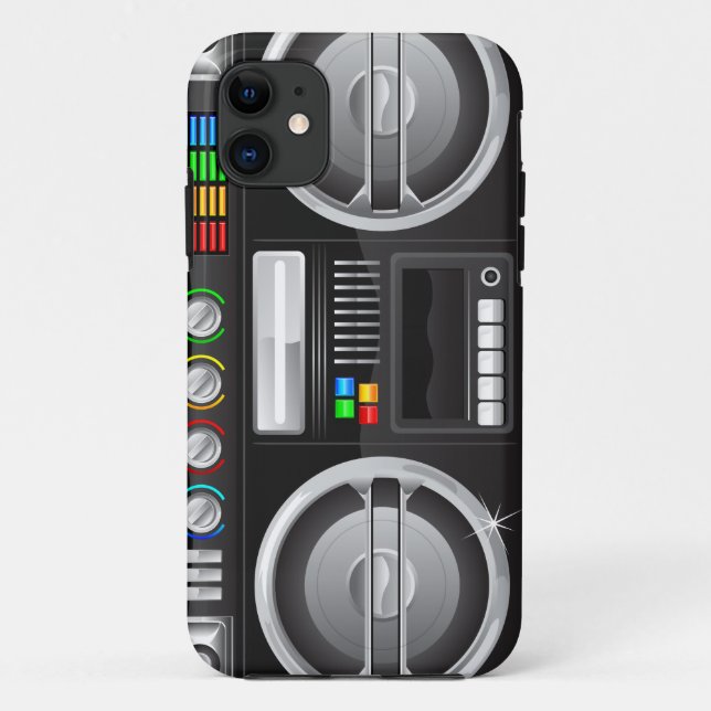 retro rainbow buttons boombox ghetto master Case-Mate iPhone case (Back)