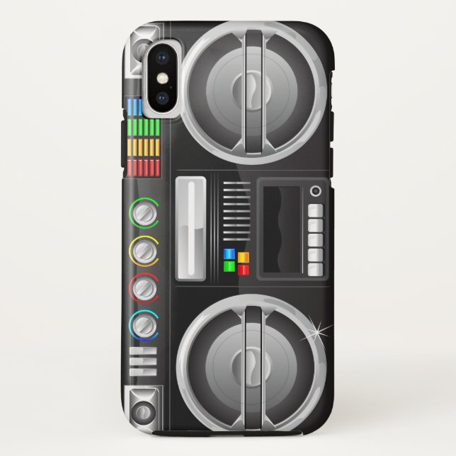 retro rainbow buttons boombox ghetto master Case-Mate iPhone case (Back)